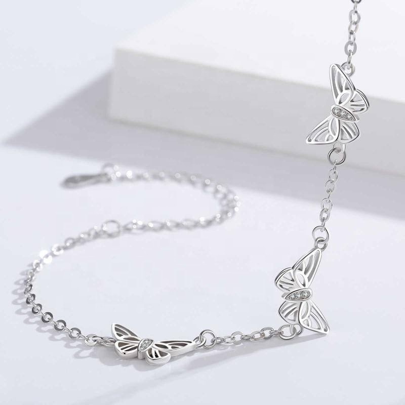 Butterfly Fine Bracelets 925 Sterling Silver Stylish Simplicity Hollow-carved Bracelet