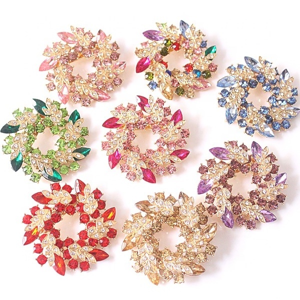 Luxury Brooch Pins Crystal Rhinestone Fashionable Sparkling Rhinestone Crystal Zinnia Brooch For Women