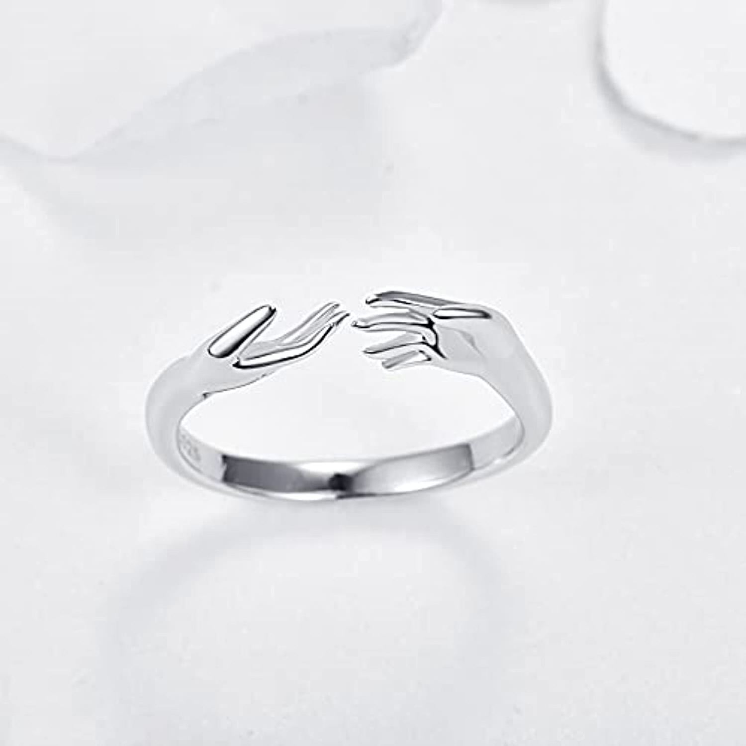 Wholesale Price Jewellery Open Adjustable Ring 925 Sterling Silver Hand Hug Ring for Women Mom Wife