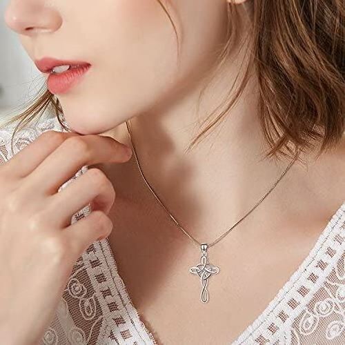 Minimalist Jewelry Gift 925 Sterling Silver Cross Heart Infinity Celtic Knot Necklace Pendant for Women Girls Boys