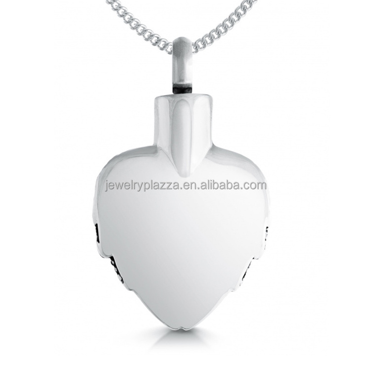 Cremation Ashes Locket, Personalised Jewellery, Wing Heart with Black Cubic Zirconia 925 Sterling Silver Jewelry