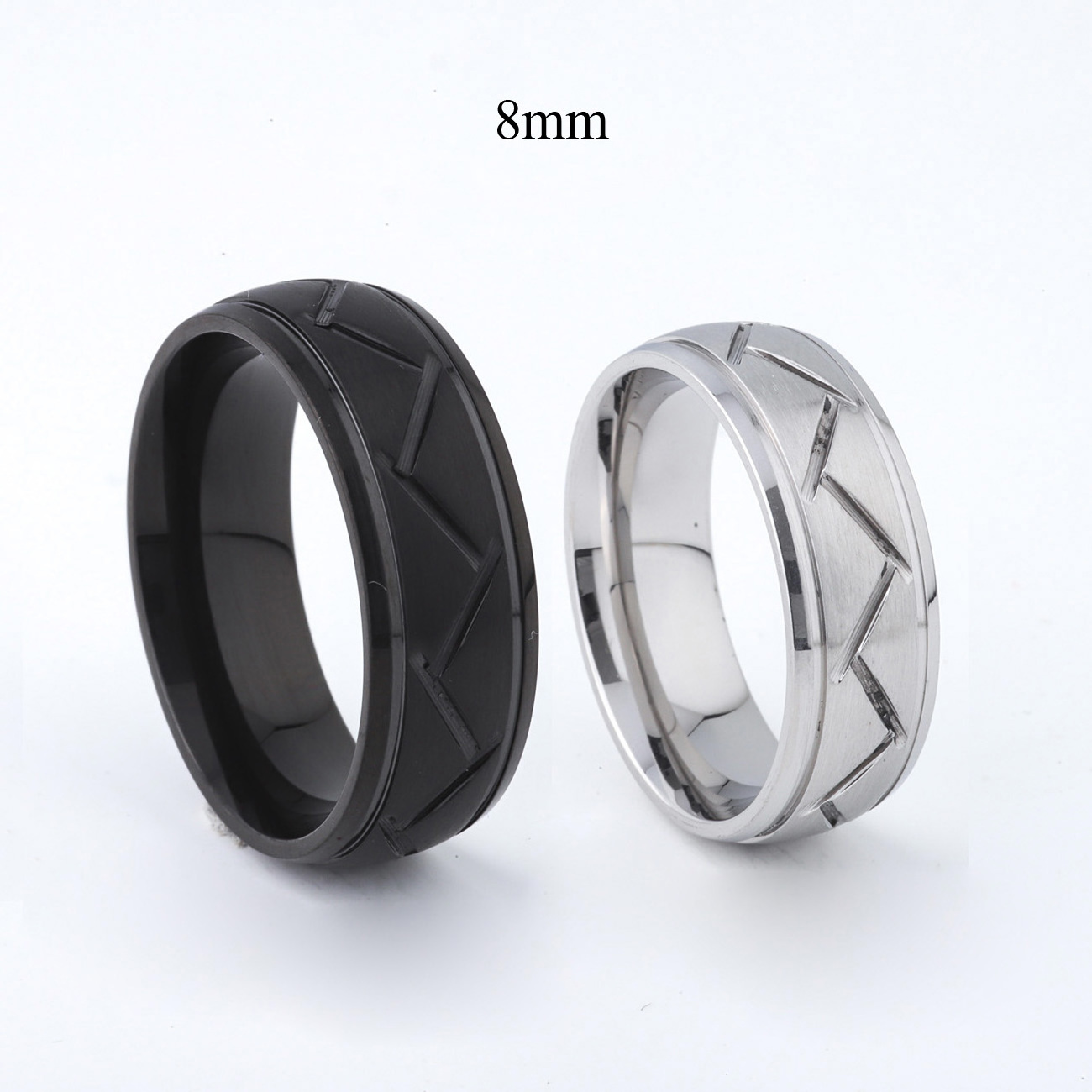 Gents Male tire tread wedding band finger ring for men 925 sterling silver stainless steel fashion accessories jewelry Rings 8mm