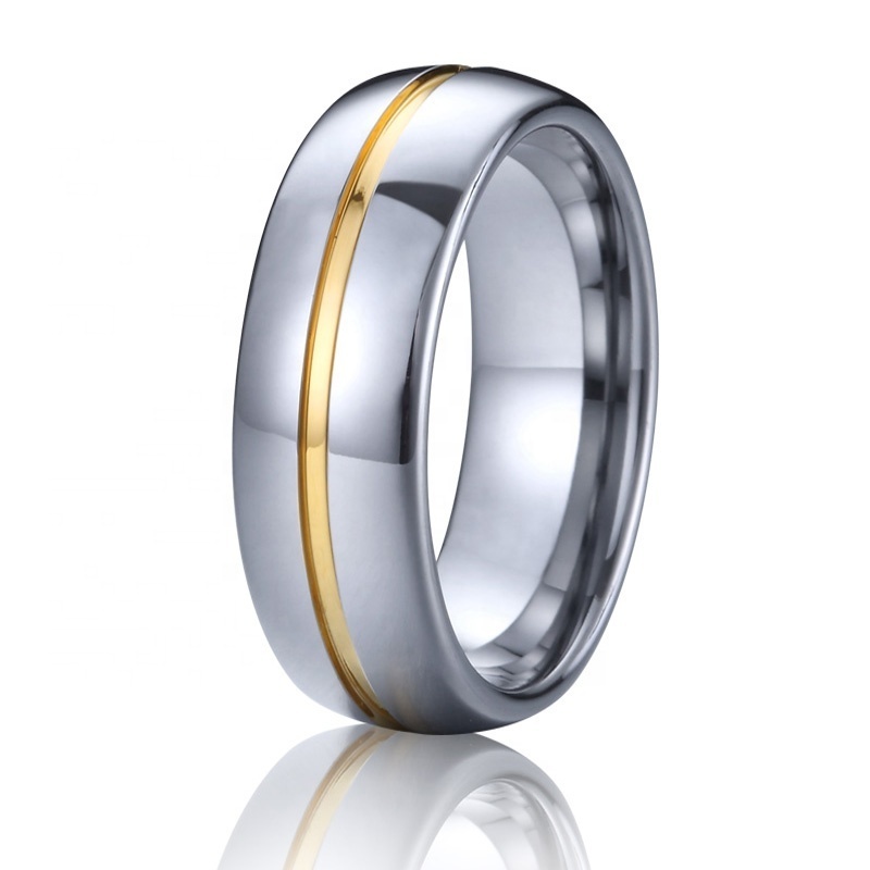 wholesale classic 6mm gold filled ring silver men wedding band tungsten carbide rings for male and woman anillos bague anel