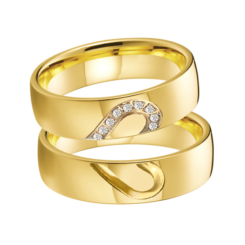 Lover's Alliance Wedding Couple Rings men and women custom 18k Gold Plated sterling silver 316L stainless steel rings