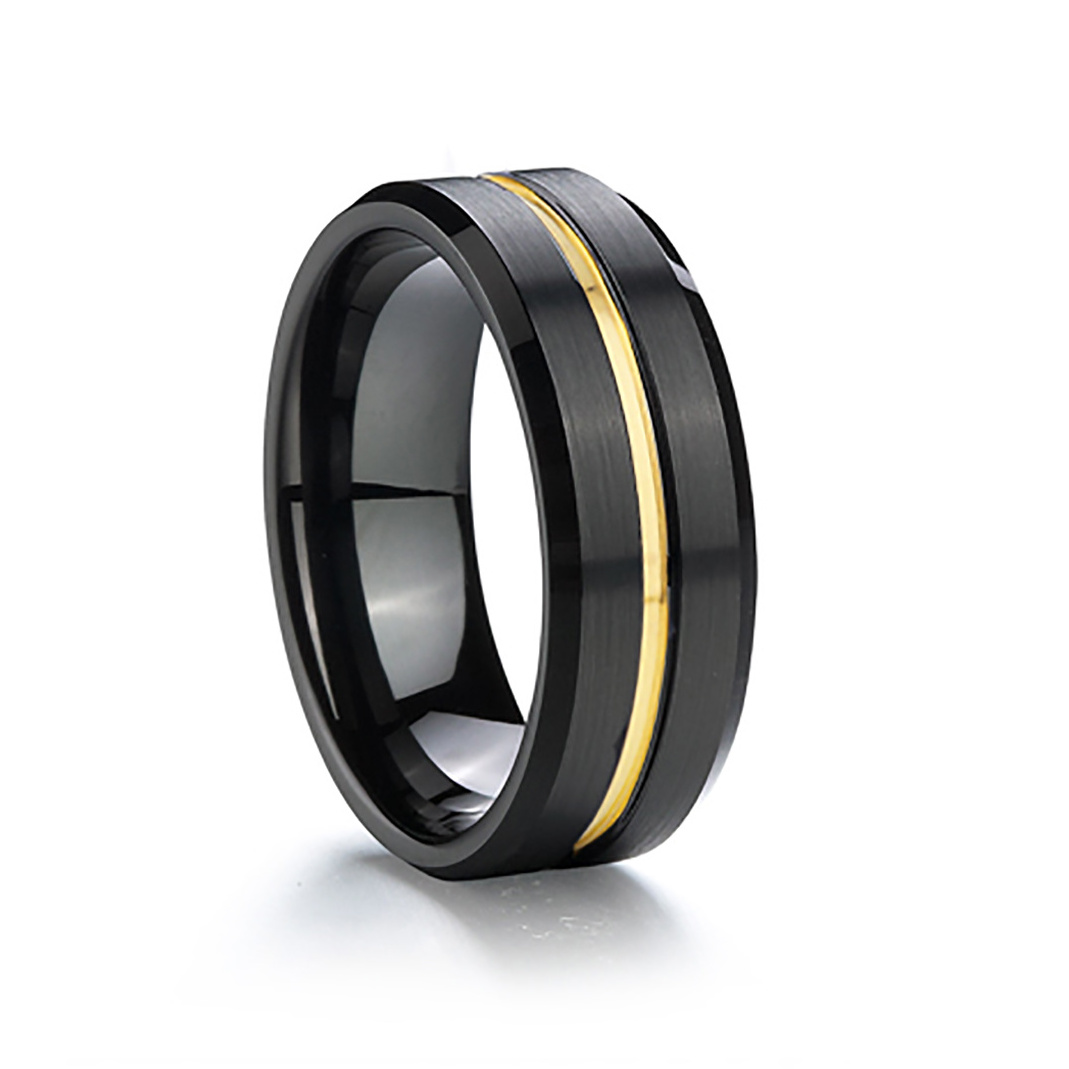 Tungsten style 8mm men male black gold titanium stainless steel rings mens wedding band jewelry ring anillos hombre bague homme