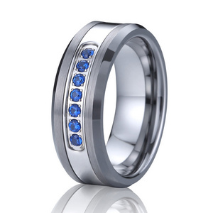 Gents accessories jewelry wedding bands Rings for men blue cz sapphire moissanite diamond tungsten carbide ring male stone