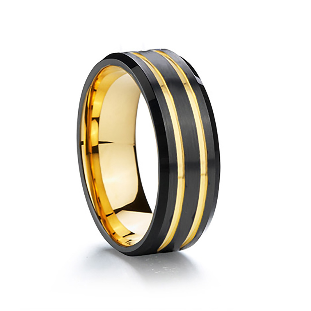 Tungsten style 8mm men male black gold titanium stainless steel rings mens wedding band jewelry ring anillos hombre bague homme