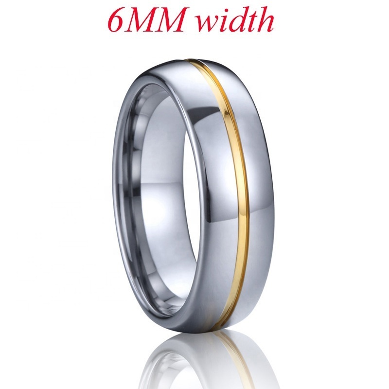 wholesale classic 6mm gold filled ring silver men wedding band tungsten carbide rings for male and woman anillos bague anel