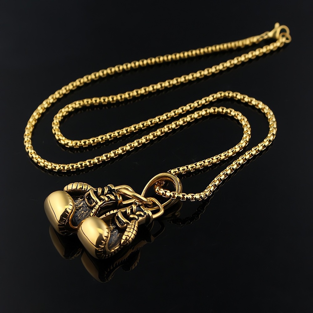 Mini Boxing Glove Necklace Gold Color Chain Pair Boxing Glove Pendant Necklaces for Men