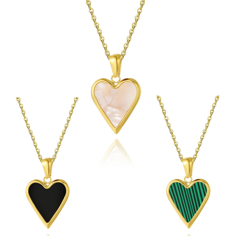 Hot Sale Water Proof Fine Fashion Jewelry 18k Gold Plated Titanium Steel Heart-shaped  Pendant Necklace Jewelry Wholesale