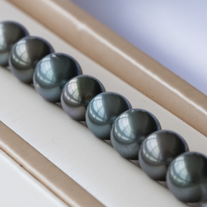 Tahiti Pearl Grey Black Round Strong Light 9-10mm Sea Naked Pearls Wholesale Beads For Jewelry Making Bulk Charms