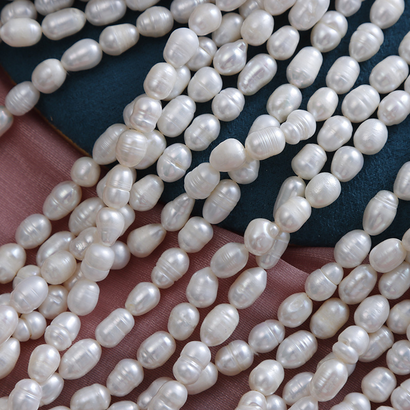 Discount Cheap 6mm Thread Pearl Beads Natural Freshwater Pearl Strand Length 38CM For DIY