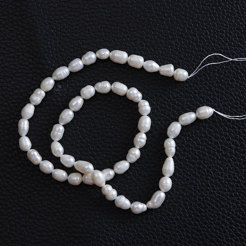 Discount Cheap 6mm Thread Pearl Beads Natural Freshwater Pearl Strand Length 38CM For DIY