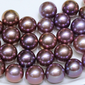 Factory Supply 10-11Mm Metallic Edison Pearl Purple And Metal Color Round Pearl Beads For Edison Pearls Earings DIY