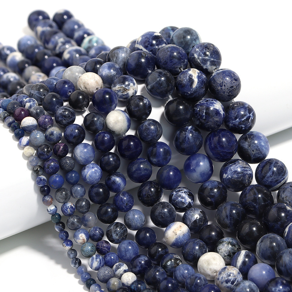 Natural Sodalite Beads Blue Stone Beads Nahcolite Loose Stone Beads For Necklace And Bracelet DIY