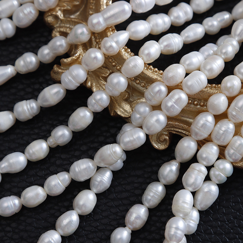 Discount Cheap 6mm Thread Pearl Beads Natural Freshwater Pearl Strand Length 38CM For DIY