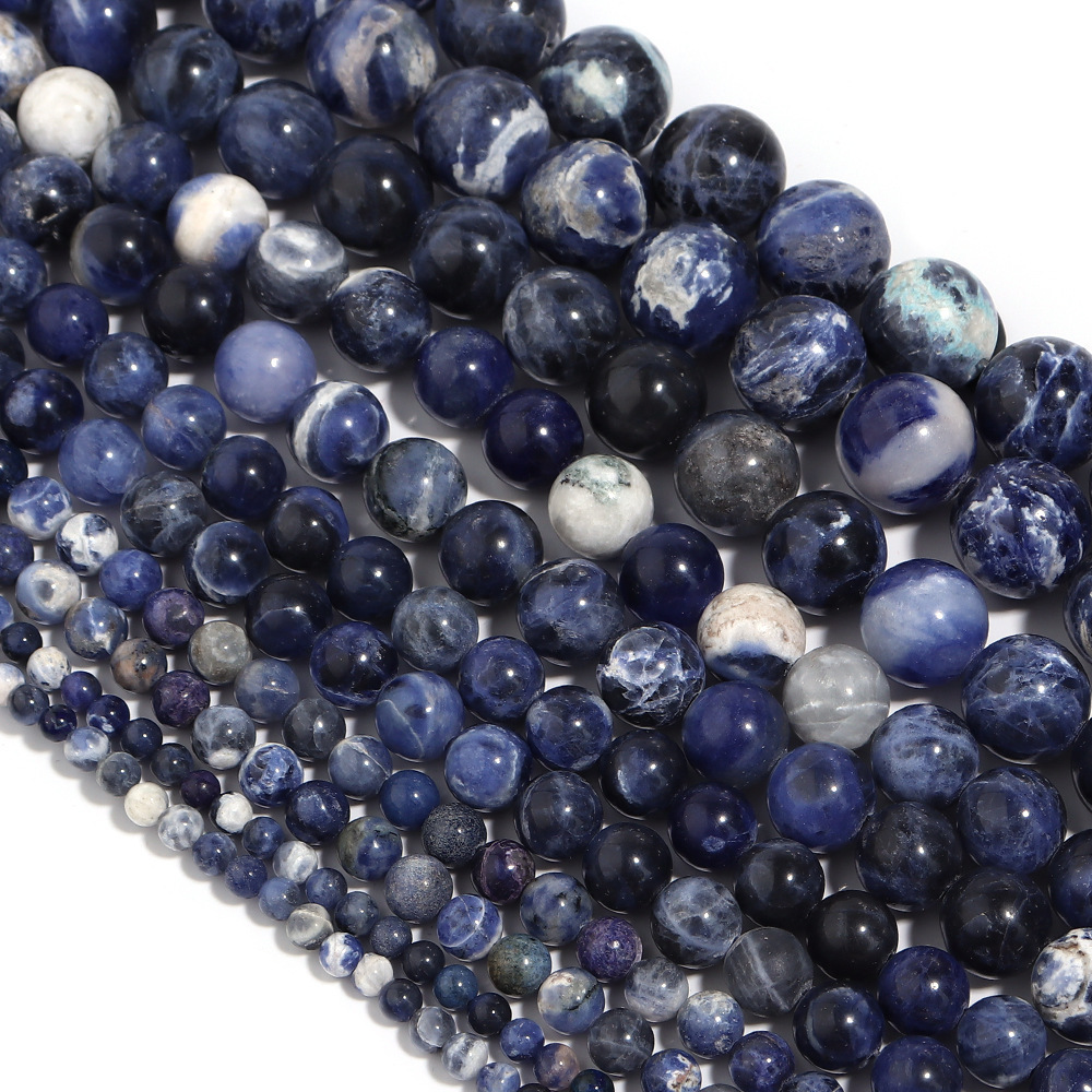 Natural Sodalite Beads Blue Stone Beads Nahcolite Loose Stone Beads For Necklace And Bracelet DIY