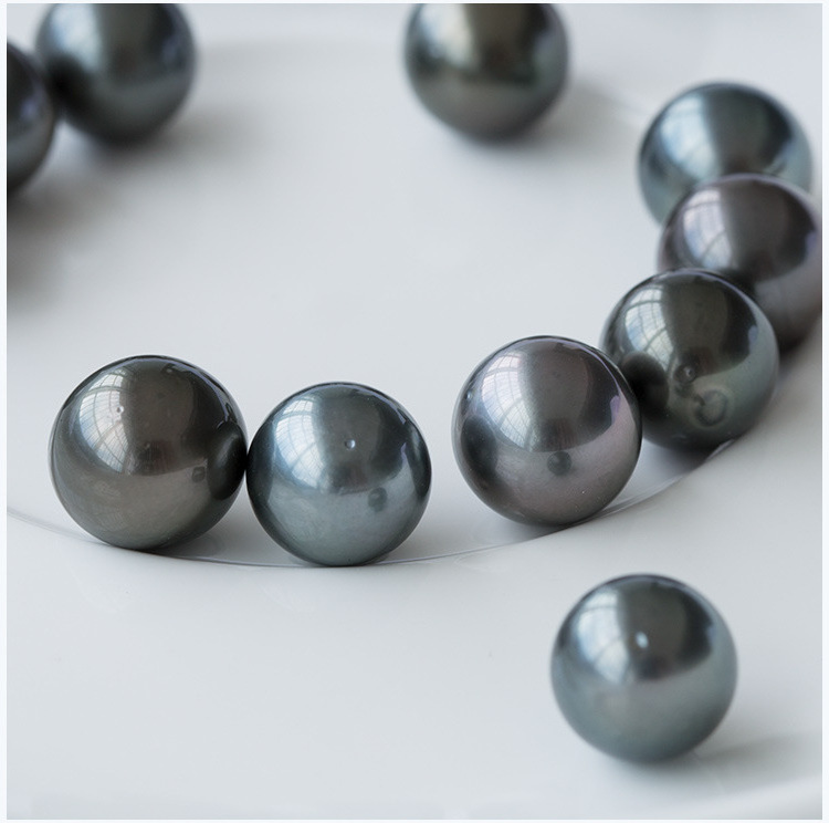 Tahiti Pearl Grey Black Round Strong Light 9-10mm Sea Naked Pearls Wholesale Beads For Jewelry Making Bulk Charms