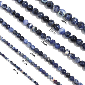 Natural Sodalite Beads Blue Stone Beads Nahcolite Loose Stone Beads For Necklace And Bracelet DIY