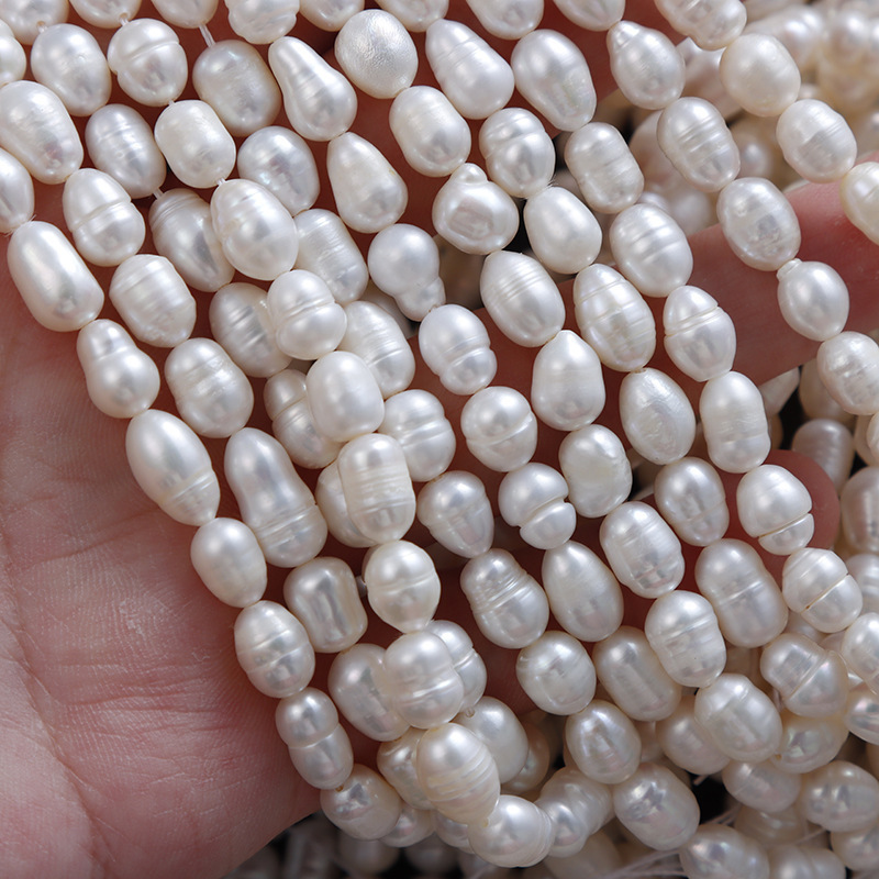 Discount Cheap 6mm Thread Pearl Beads Natural Freshwater Pearl Strand Length 38CM For DIY