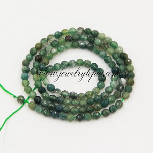 SP1929 Hotsale Natural 2mm 3mm 4mm Moss Agate Faceted Beads