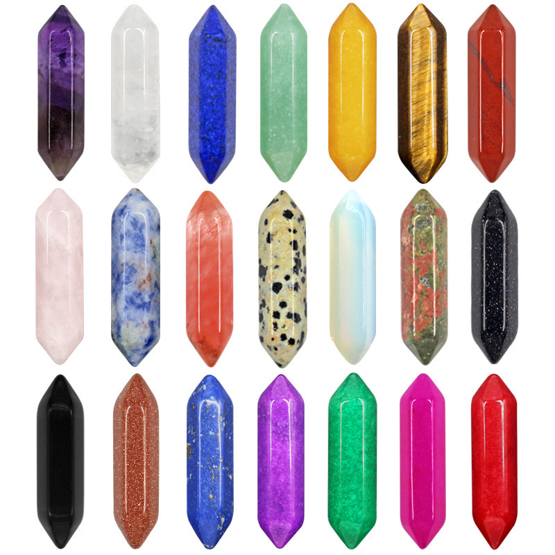 Tiny Small Hexagonal Column Double Pointed Crystal Stone Point for Wholesale