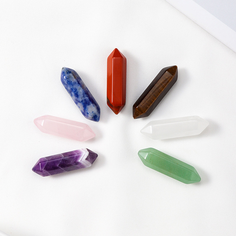 Tiny Small Hexagonal Column Double Pointed Crystal Stone Point for Wholesale