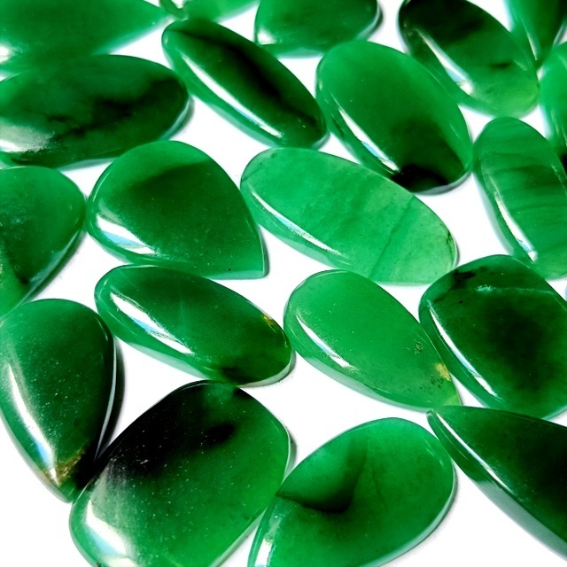 natural green jade crystal flatback green jade cabochon loose gemstone for jewelry