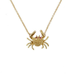 Beach Stacking Charm Necklace Low Price Stainless Steel 18K PVD Gold Plated Cancer Starsign Cute Crab Necklace