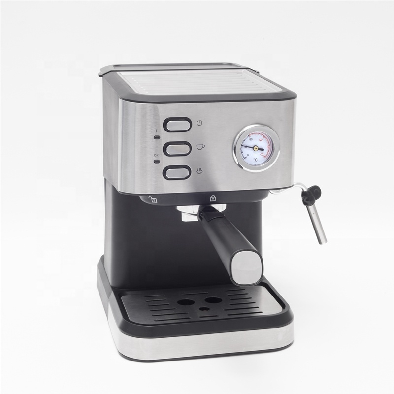 1.5L Coffee Maker Espresso and Cappuccino  Coffee Machine Black with Temperature Display and Milk Frother