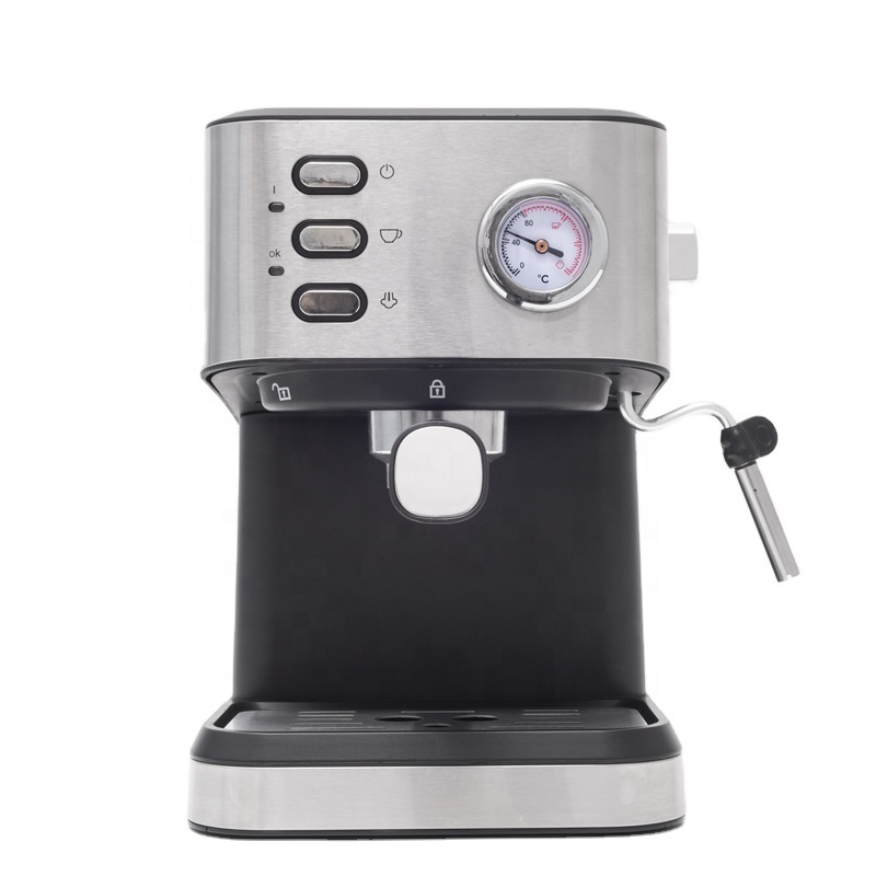 1.5L Coffee Maker Espresso and Cappuccino  Coffee Machine Black with Temperature Display and Milk Frother