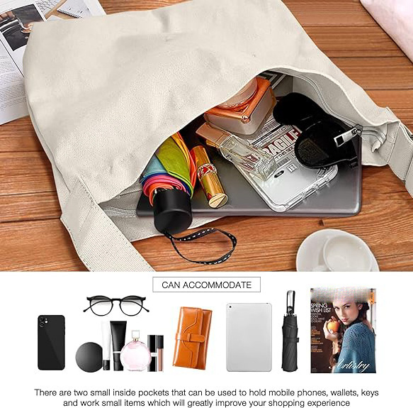 Hot Work Travel School Students Single Shoulder Multi-Pocket High Quality Tote Canvas Crossbody Bag Women