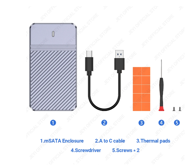 Aluminum Case MSATA Inline USB 3.2 10gbps to Mini PCIE MSATA HDD Enclosure