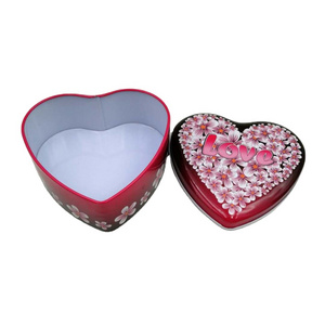 Wholesale logo printed tin box heart shape large red heart shaped tin box