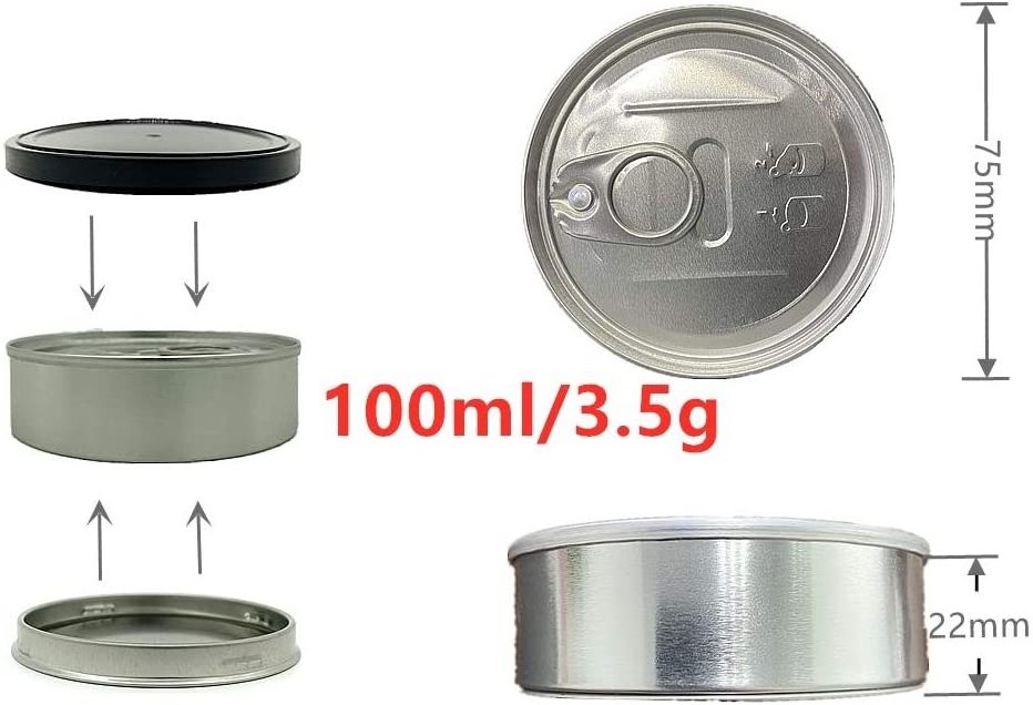 Pressitin 3.5g Tin Box Empty Tuna Dry Herb Tin Can Cali Can 100ml Weekend Jar Press Tin Can