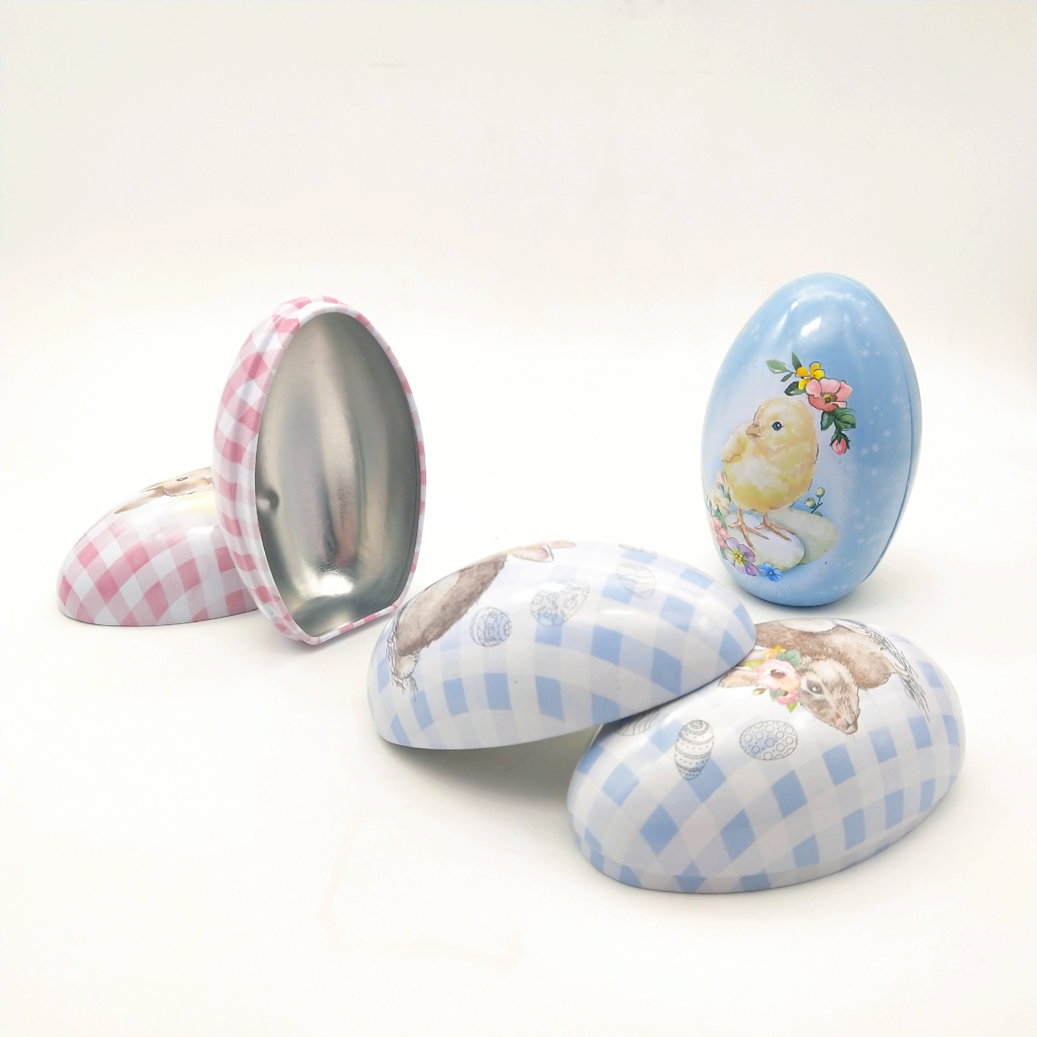 Customized Hot Sale Printing Egg Shape Chocolates Candy Tin Box Wholesale Toys Package Exquisite Cute Gift Tin Box