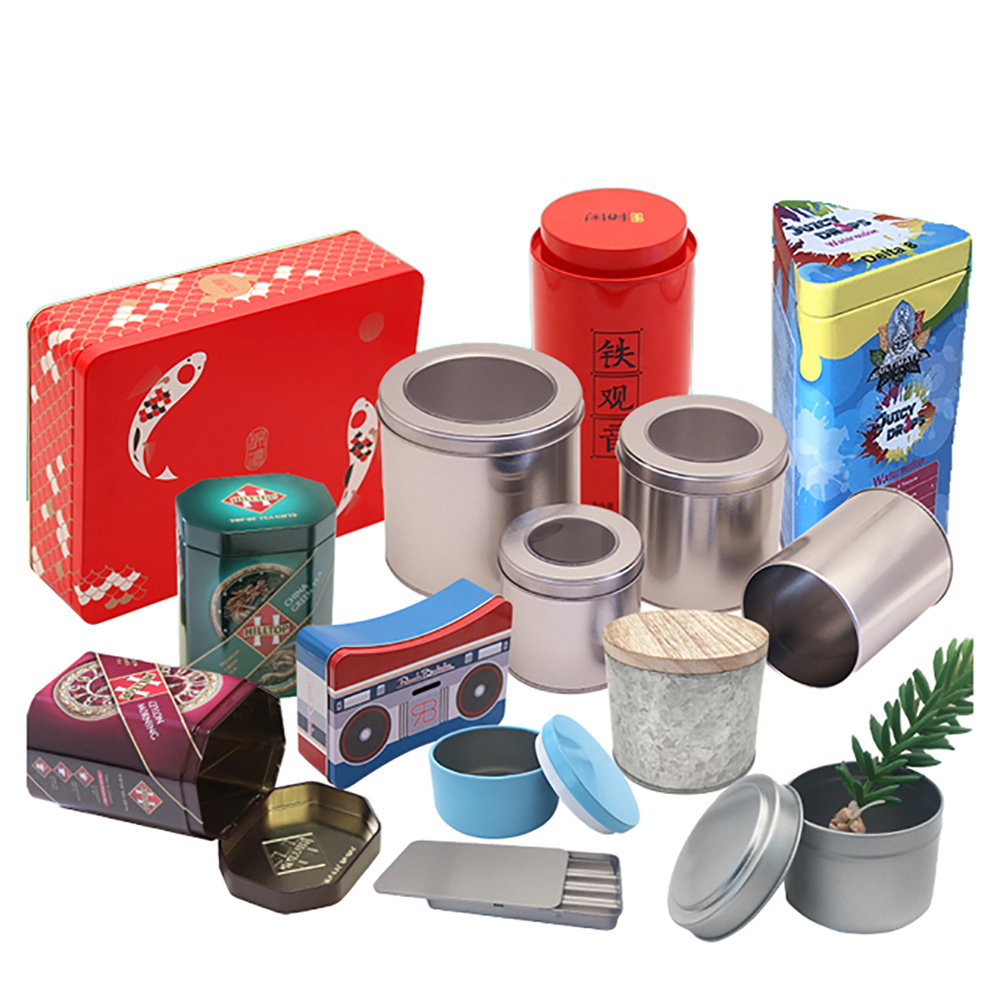 The new product comes with printed coffee tin can packaging rectangular tea container tin packaging metal tin box biscuit