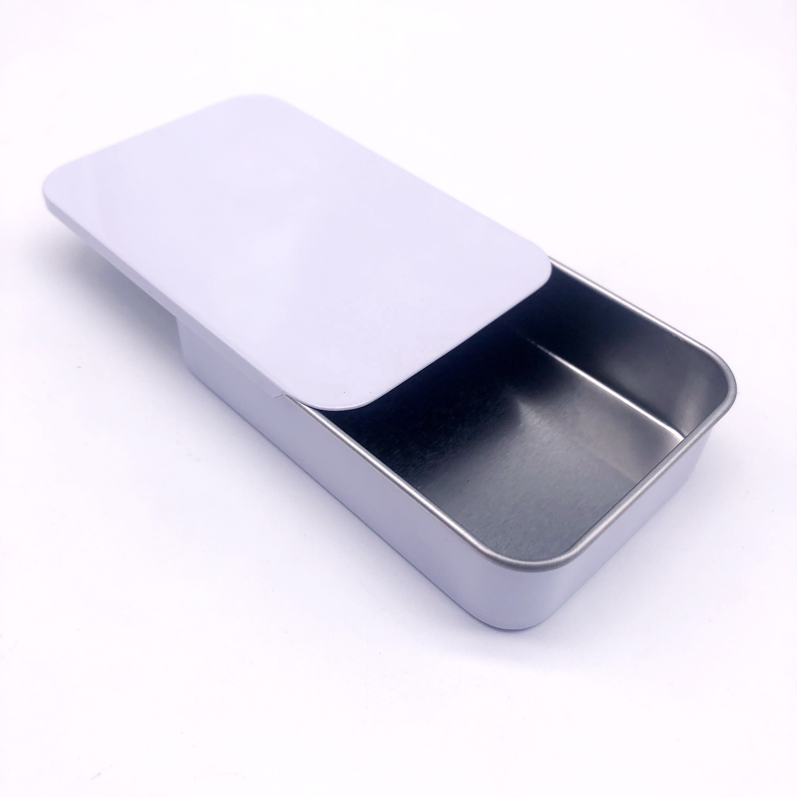 Empty Small Rectangle Pink White Black Mint/Cosmetic/Brow Soap/Solid Perfume/Lip Balm Slide Top Metal Tin Case/Box/Container