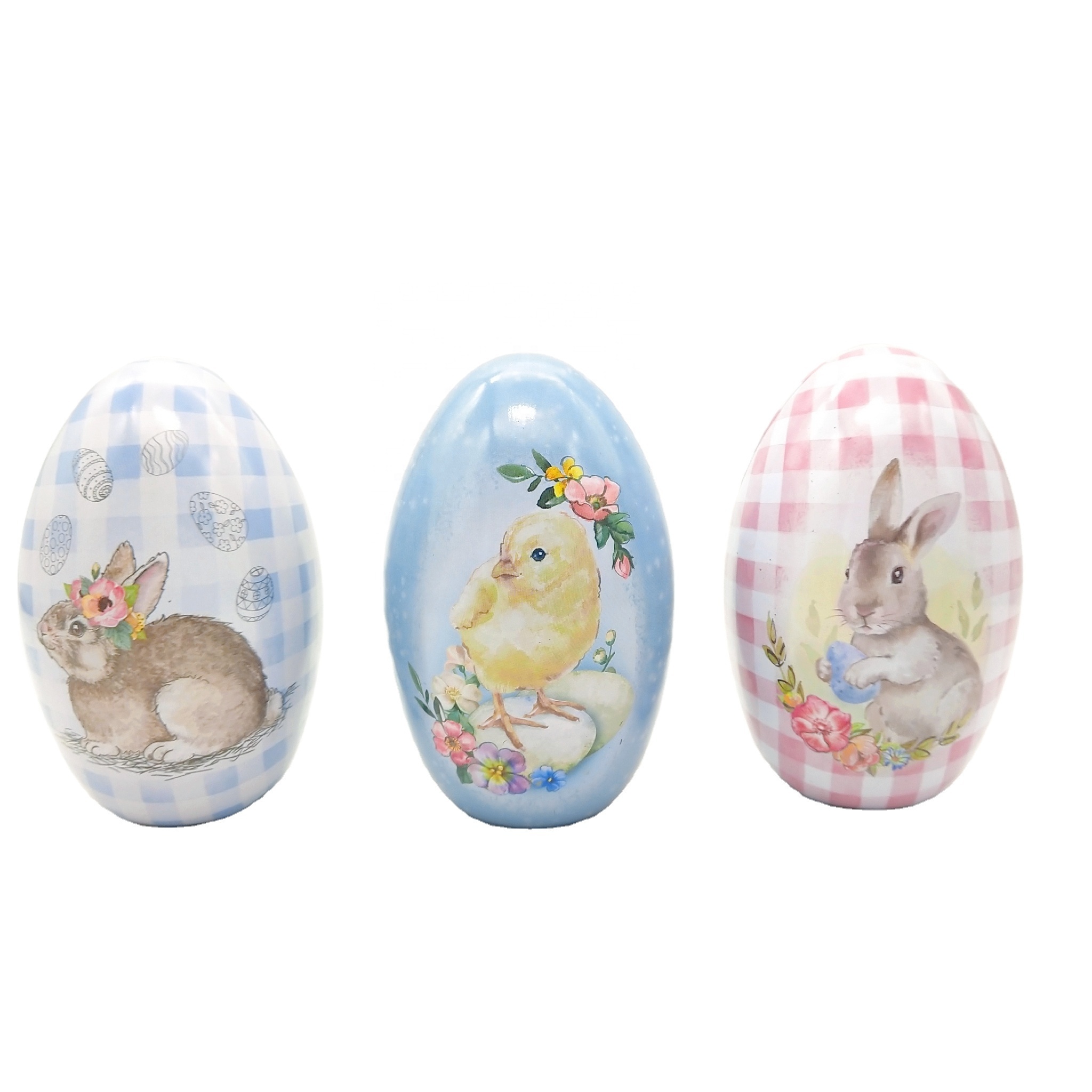 Promotional empty aluminium cudtom print roll easter egg shape tins box for food