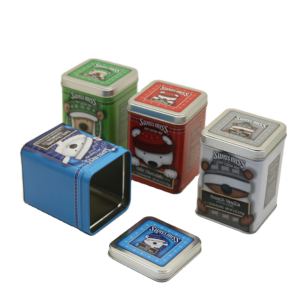 The new product comes with printed coffee tin can packaging rectangular tea container tin packaging metal tin box biscuit