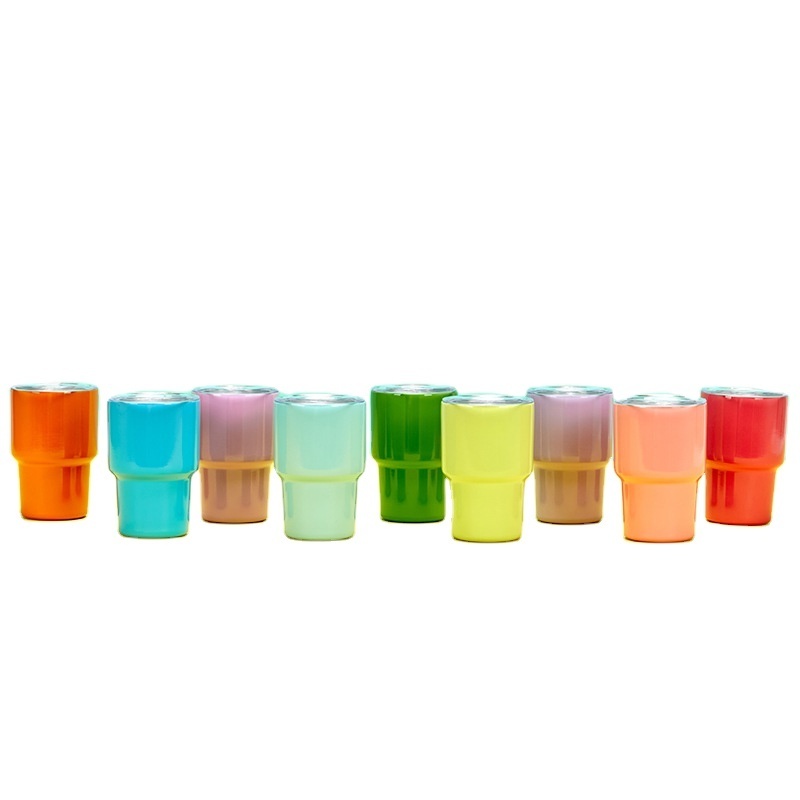 Christmas gift 304 stainless steel shot glass colorful shot glasses  with foil lid and straw 2oz whiskey shot glass