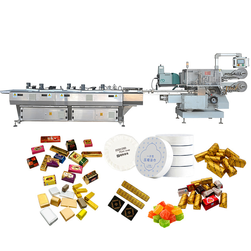 High speed square chocolate bar foil fold cube wrapping toffee candy packing machine