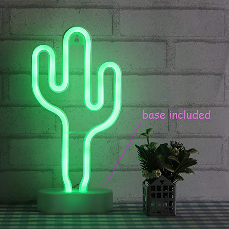 Hot Sale Cactus Night Light Battery Operated LED Desktop Lamp Neon Decoration 1-year SWITCH