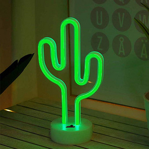 Hot Sale Cactus Night Light Battery Operated LED Desktop Lamp Neon Decoration 1-year SWITCH