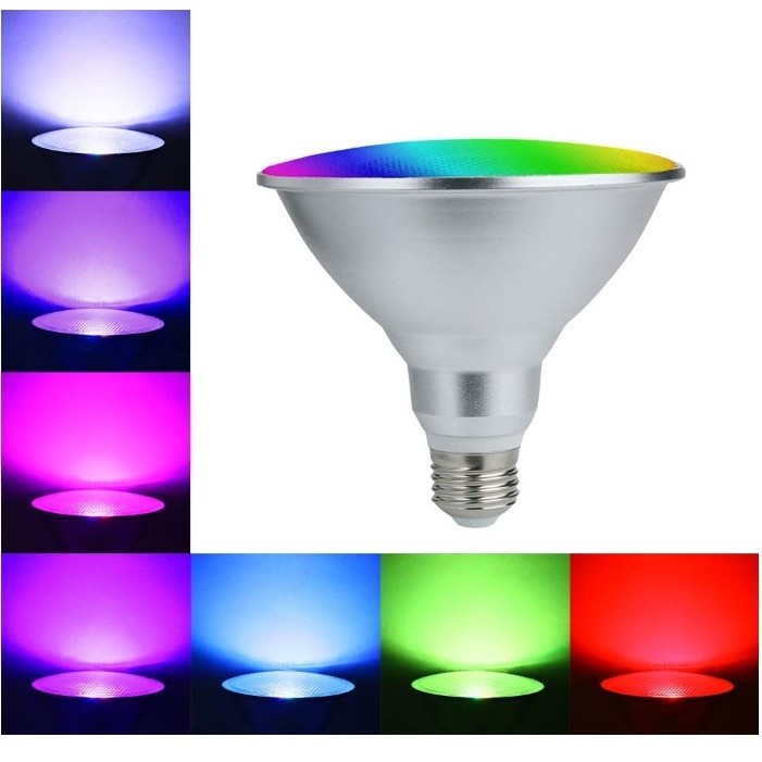 20W PAR38 RGBW Colored LED Spotlight Outdoor, E27/E26 Color Changing Light Bulb, Waterproof Flood Light with Remote