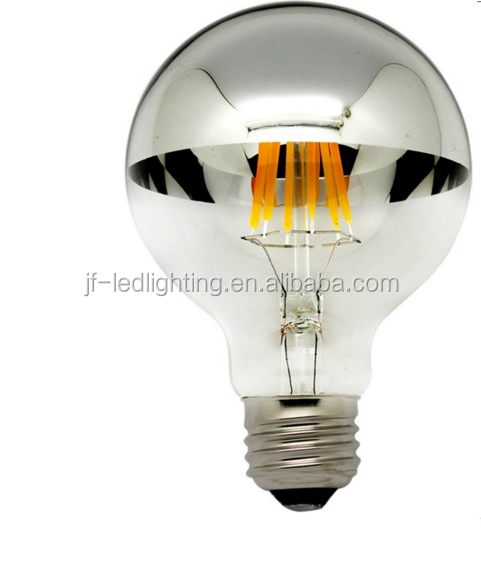 G80 LED Bulb with Mirror,Half Chrome Silver Globe Shape Bulb