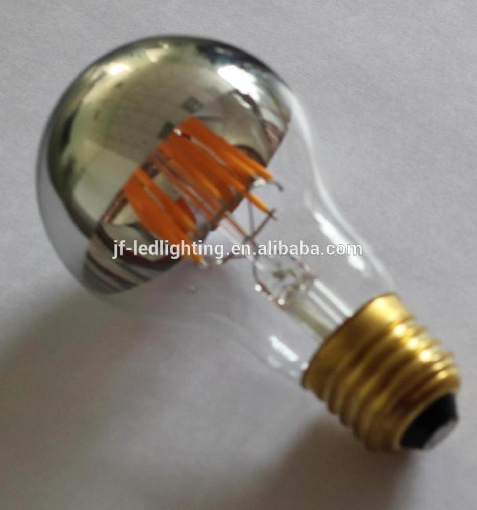 G80 LED Bulb with Mirror,Half Chrome Silver Globe Shape Bulb