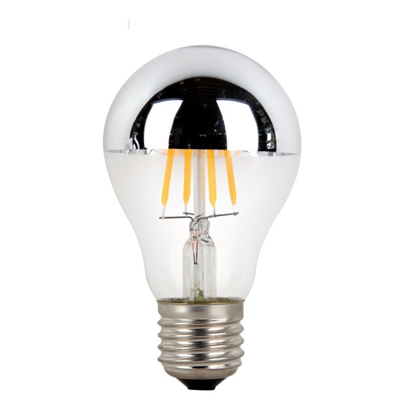 Half Mirror Half Chrome LED Filament Bulb 4W A19 A60