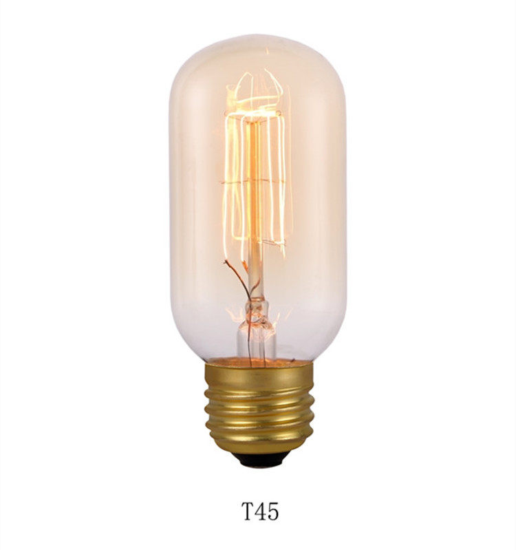 Edison Light Bulb 40W Vintage Antique Light Bulbs Dimmable T45 E26/E27 Tubular Style Bulb for Home Light Fixtures Decorative