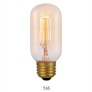 Edison Light Bulb 40W Vintage Antique Light Bulbs Dimmable T45 E26/E27 Tubular Style Bulb for Home Light Fixtures Decorative